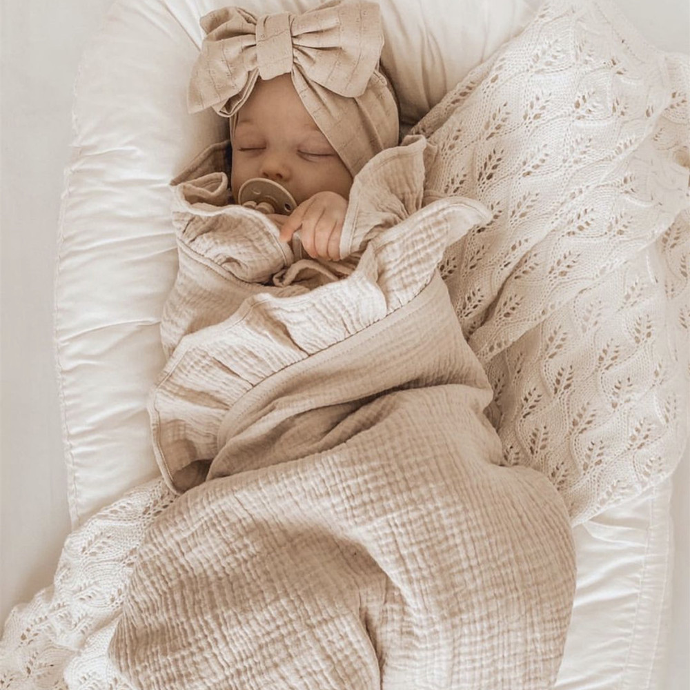 INS Ruffled Muslin Baby Swaddl - Baby Products Organic 评论和价格