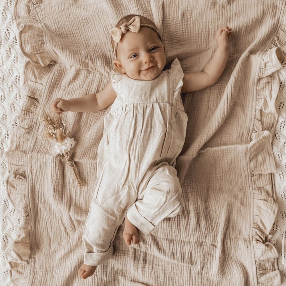 INS Ruffled Muslin Baby Swaddl - Baby Products Organic 评论和价格