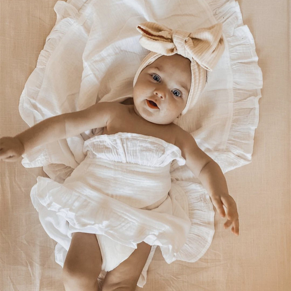 INS Ruffled Muslin Baby Swaddl - Baby Products Organic 评论和价格